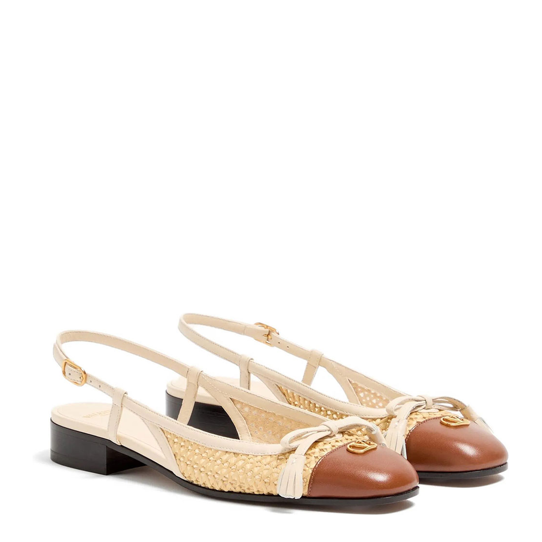 MAYFEYR - Valentino - Leather And Raffia Slingback Ballerinas - WS0MH0GXR