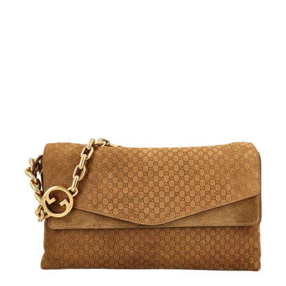 Large Shoulder Bag GG Suede Brown