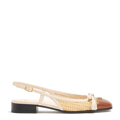 MAYFEYR - Valentino - Leather And Raffia Slingback Ballerinas - WS0MH0GXR