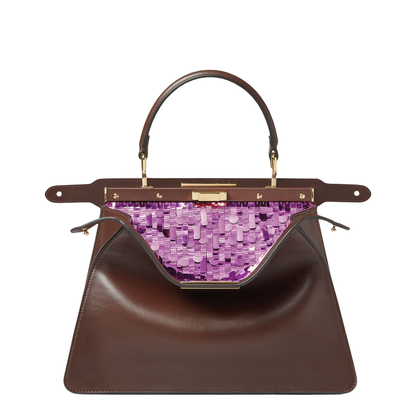 Peekaboo ISeeU Medium Brown with Purple Sequins