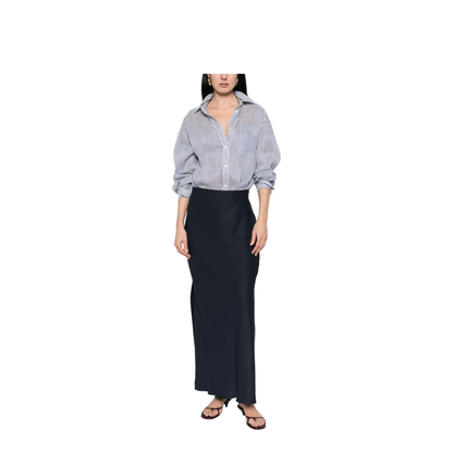 Line Blend Long Skirt Blue