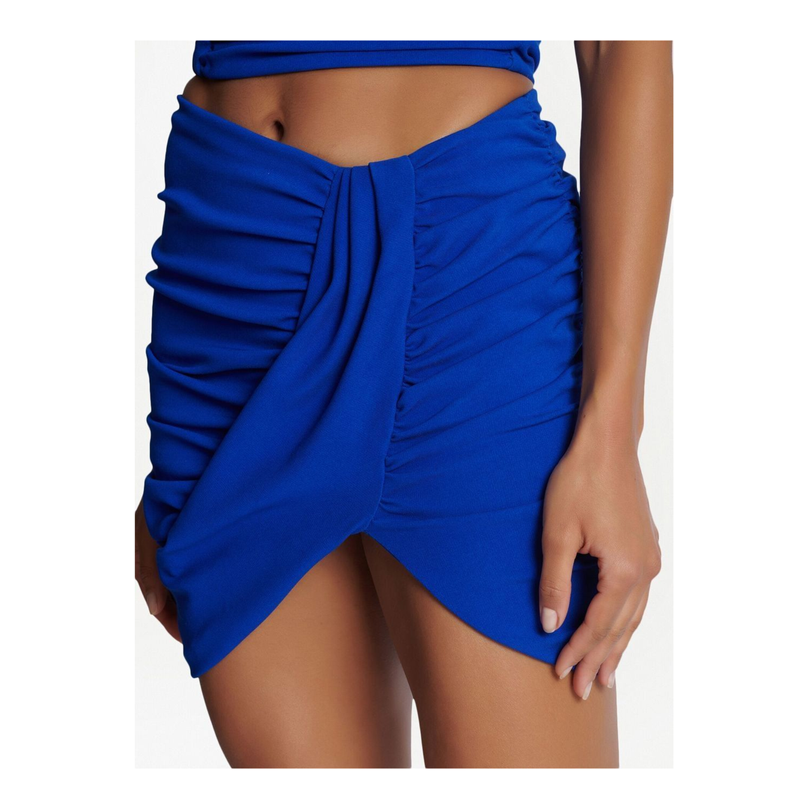 Ruched Cobalt Blue Mini Skirt