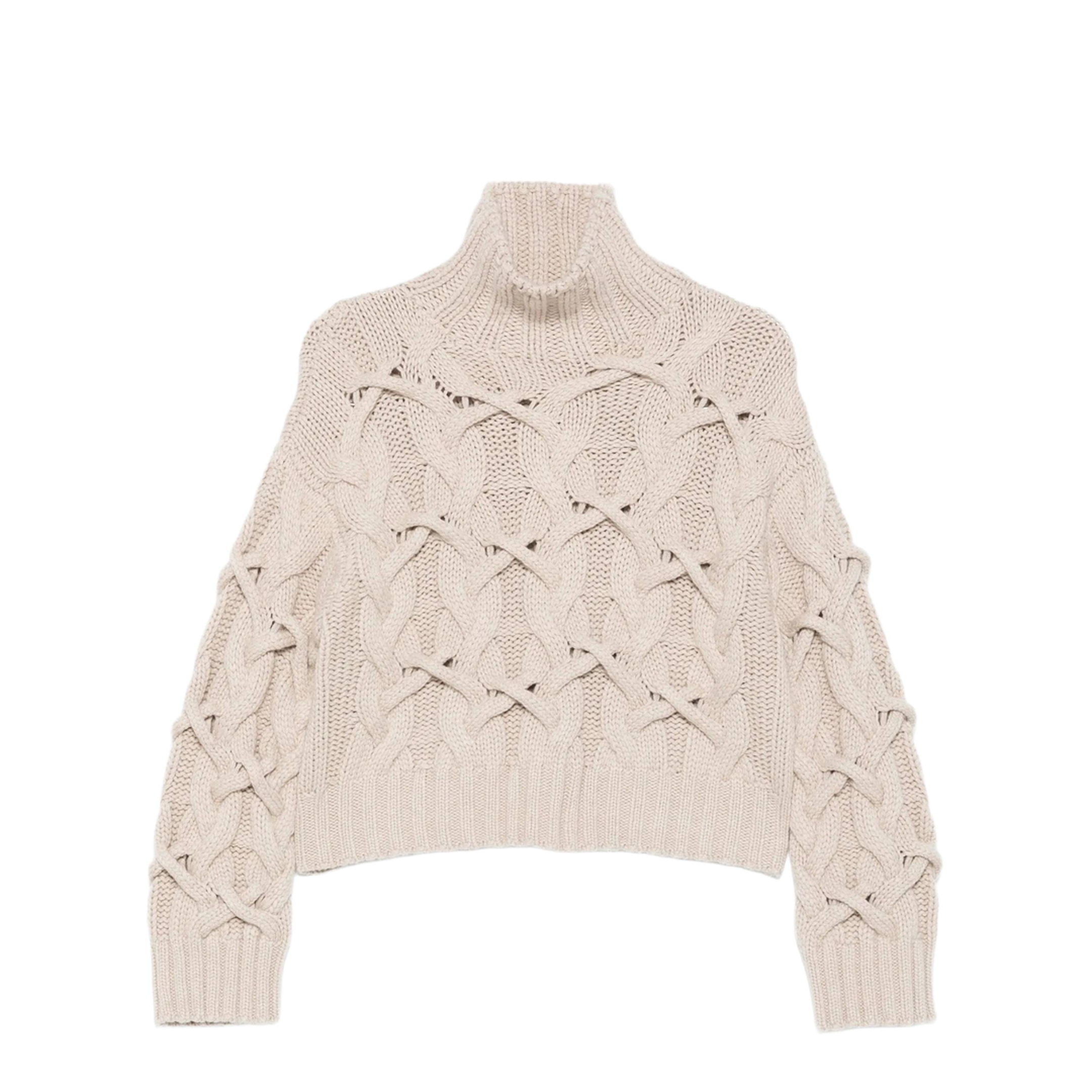 Braided Cashmere Cropped Sweater - Beige