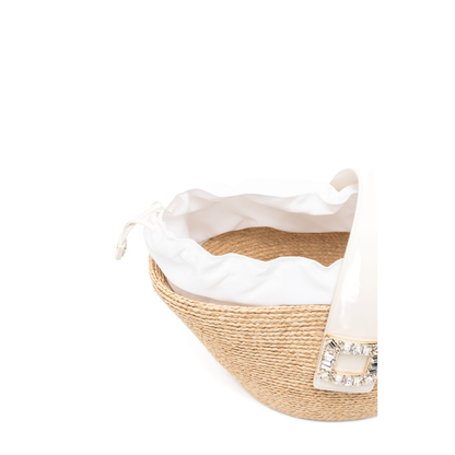 Viv' Skate Raffia Shopping Bag - Natural / White