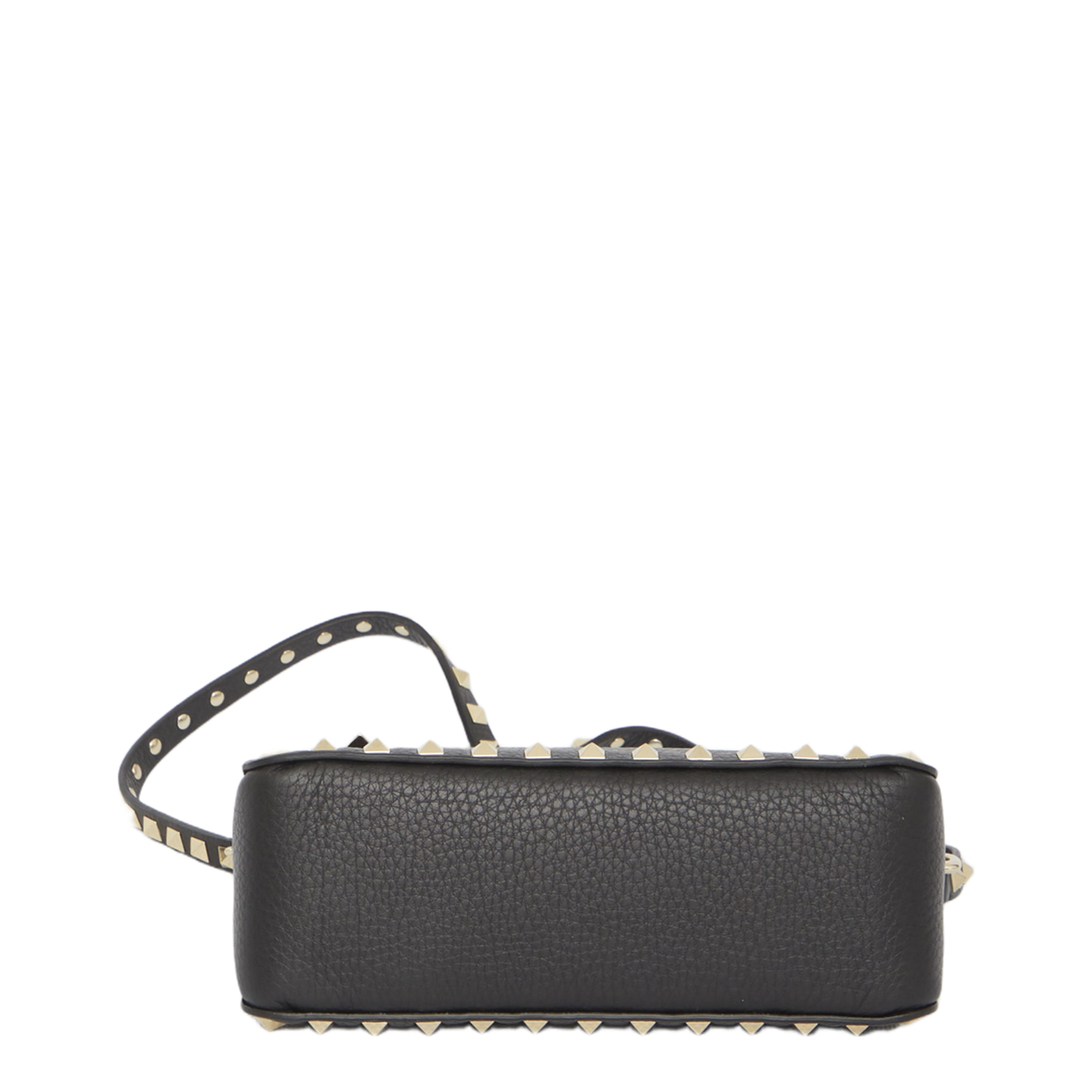 Rockstud Small Grainy Calfskin Crossbody Bag - Black