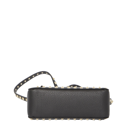 Rockstud Small Grainy Calfskin Crossbody Bag - Black