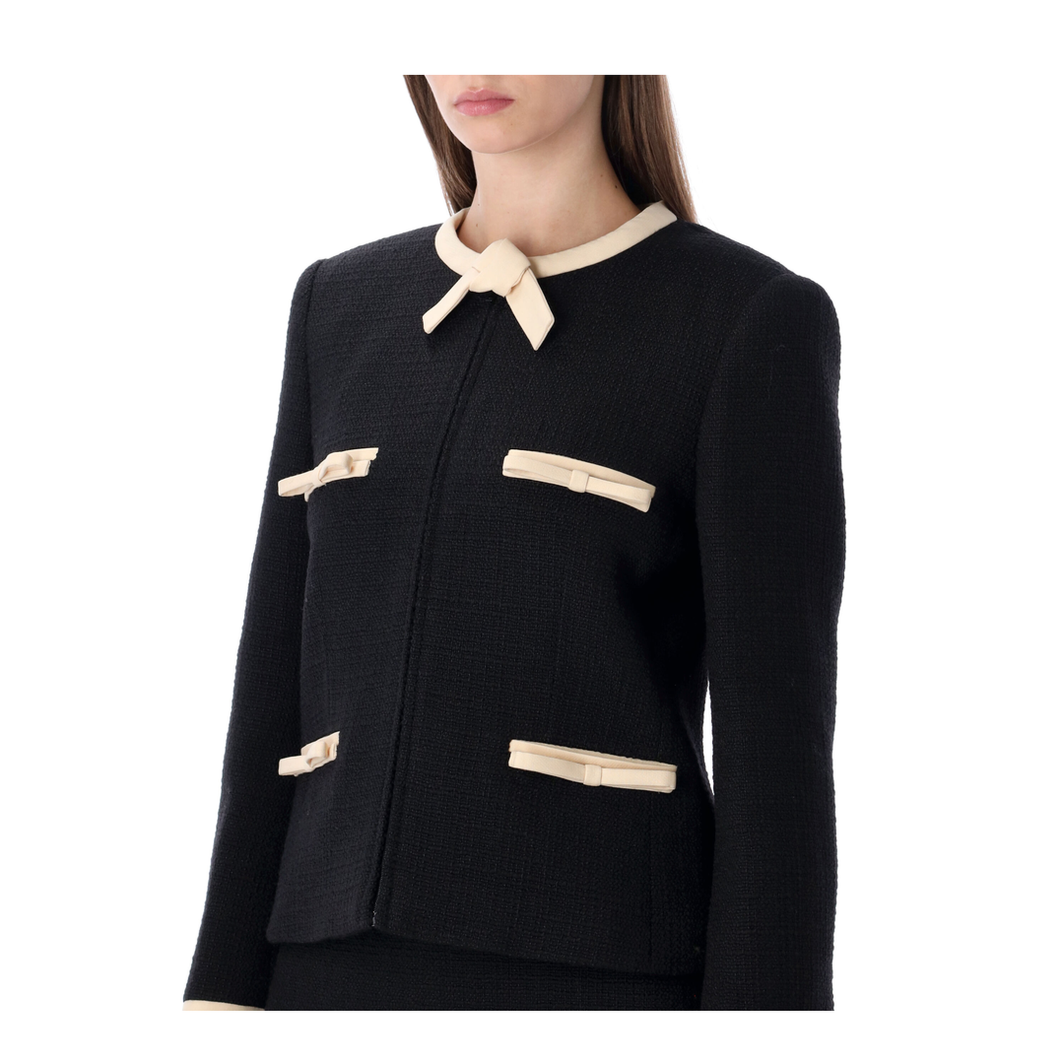 Tweed Jacket Multi Ribbon Black