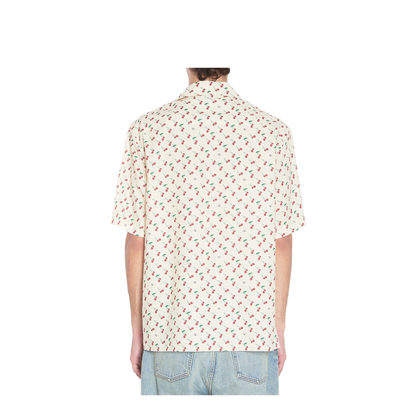 Cotton Poplin Bowling Shirt With Cherryfic Print