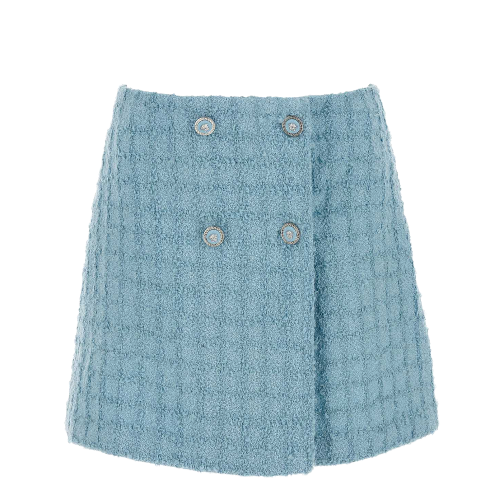 Chic Boucle Loop Mini Skirt In Light Blue