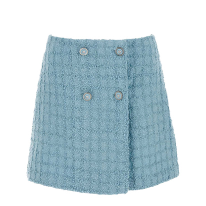 Chic Boucle Loop Mini Skirt In Light Blue