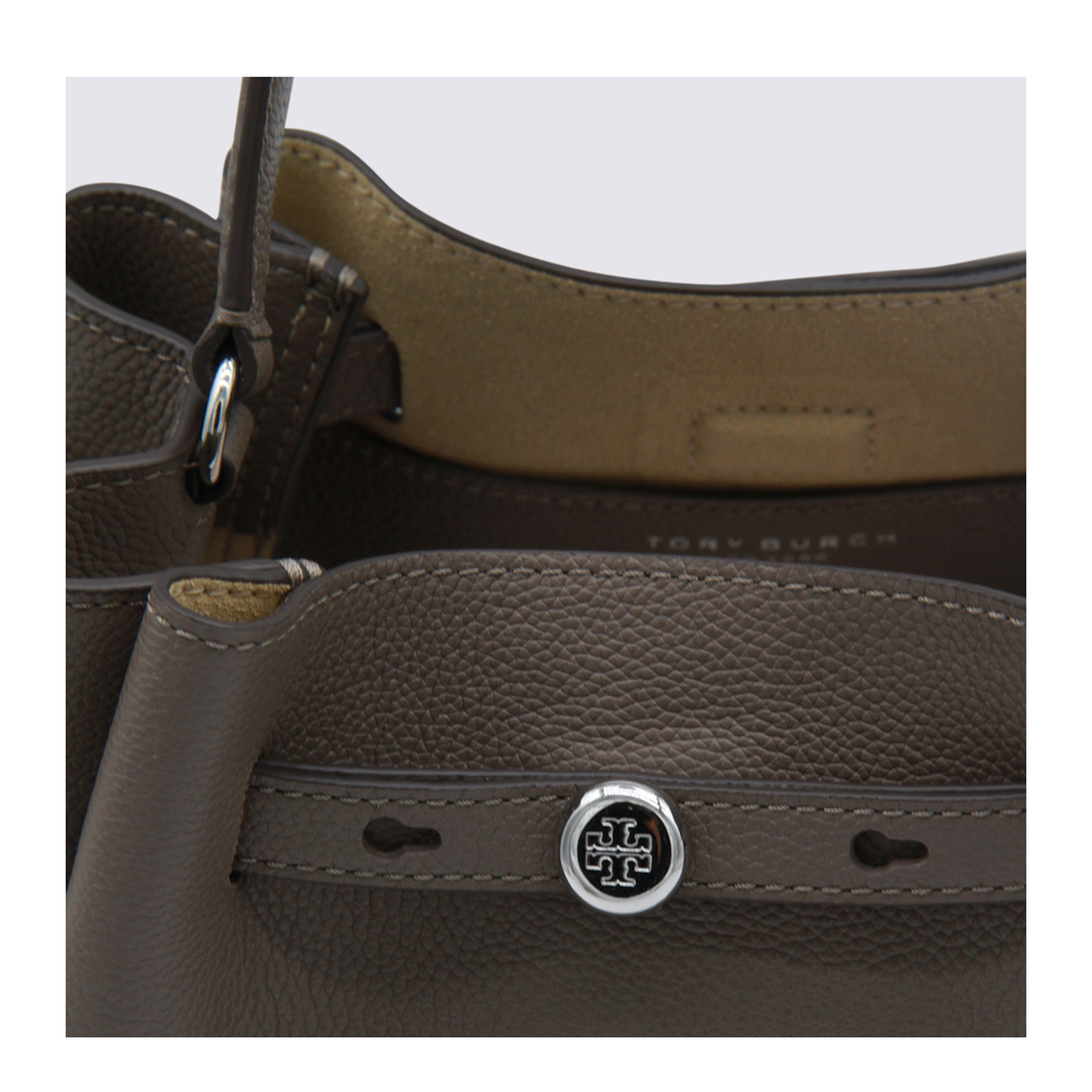 Romy Pebbled Leather Bucket Bag - Soft Cement