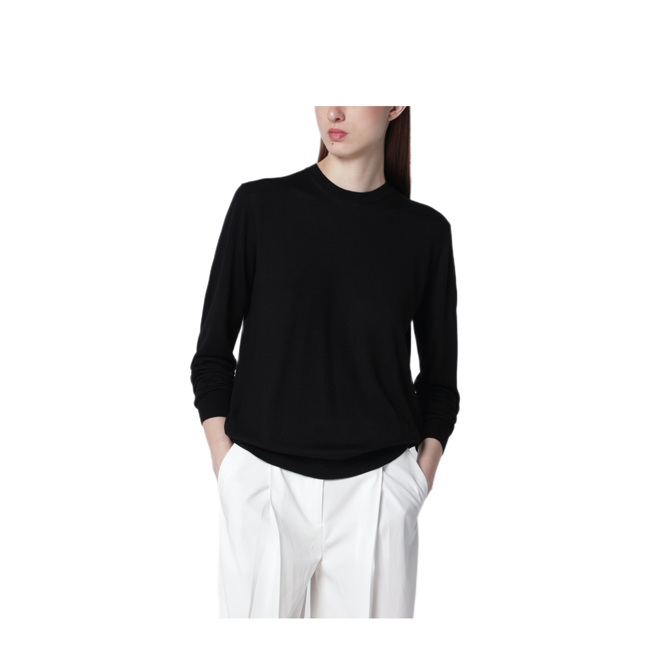 MAYFEYR - Toteme - Bewn Fine Crewneck Sweater In Wool And Silk, Black - 252-WRT0469YA0190001