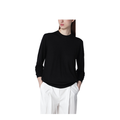 MAYFEYR - Toteme - Bewn Fine Crewneck Sweater In Wool And Silk, Black - 252-WRT0469YA0190001