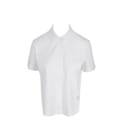 MAYFEYR - Thom Browne - Ss Round Collar Rib Cuff Button Down Shirt In Cotton Milano - FJP125AJ0055100