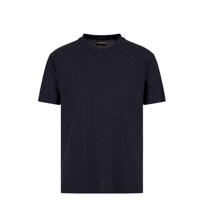 Jersey T-Shirt with All-Over Jacquard Pattern