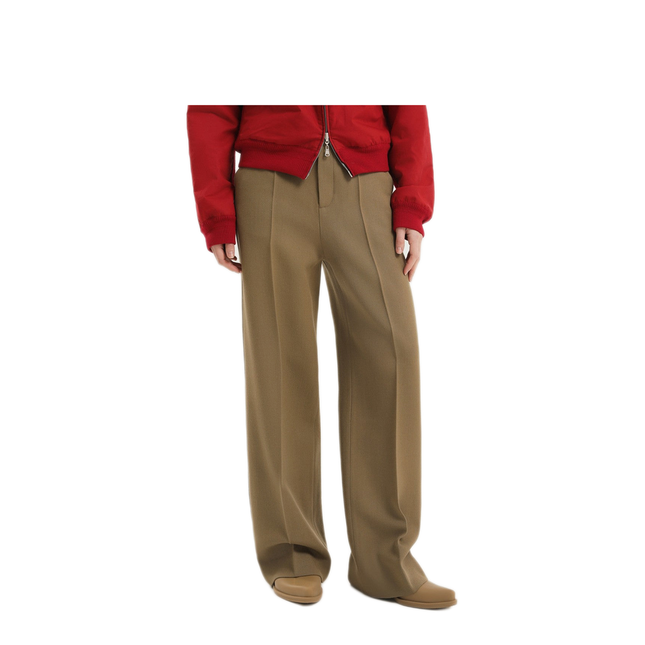 MAYFEYR - 1989 STUDIO - Olive Green Straight Leg Wool Pants - F04WDE002FAB0027300
