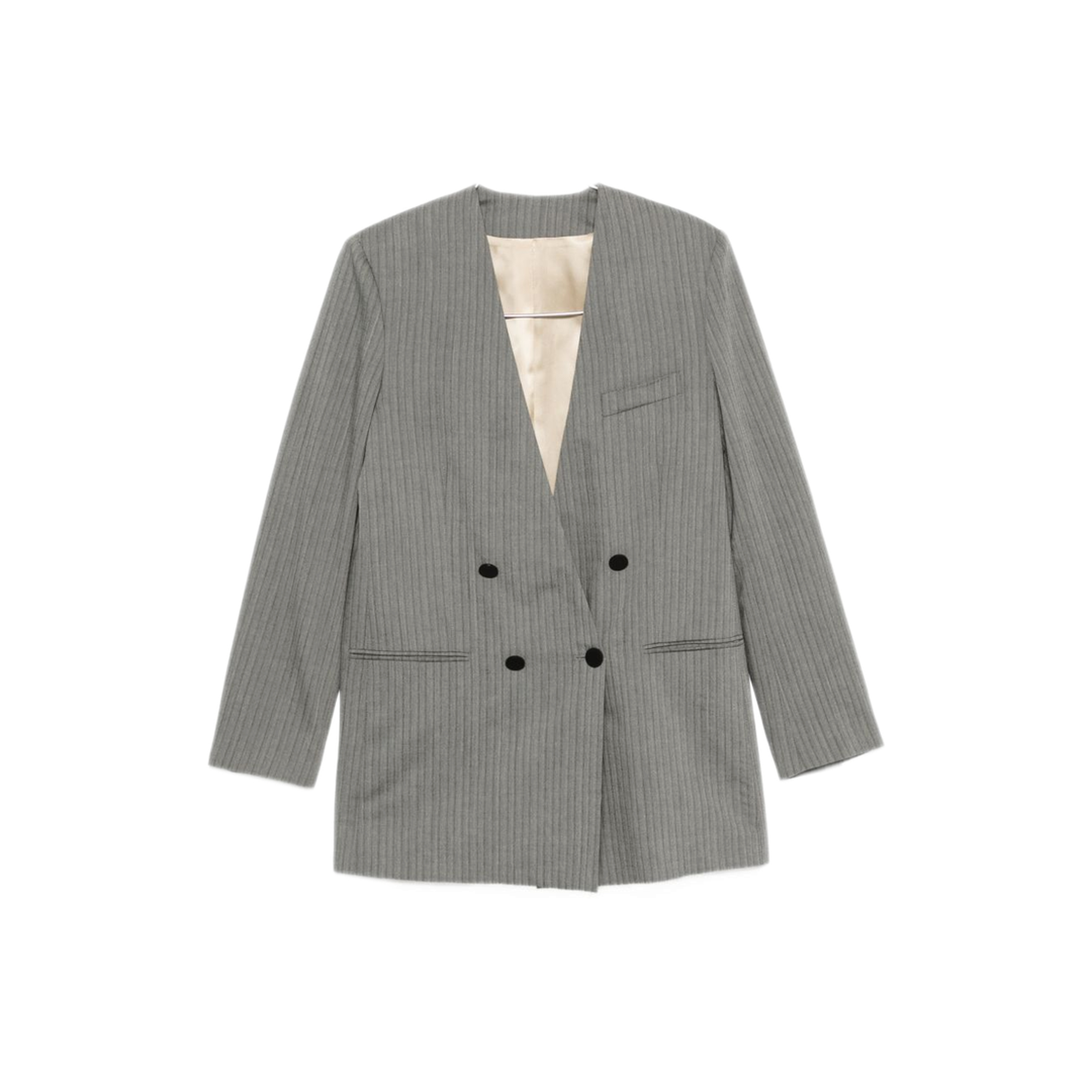 MAYFEYR - Alberta Ferretti - Grey Pinstripe Double Breasted Blazer - 050866391501