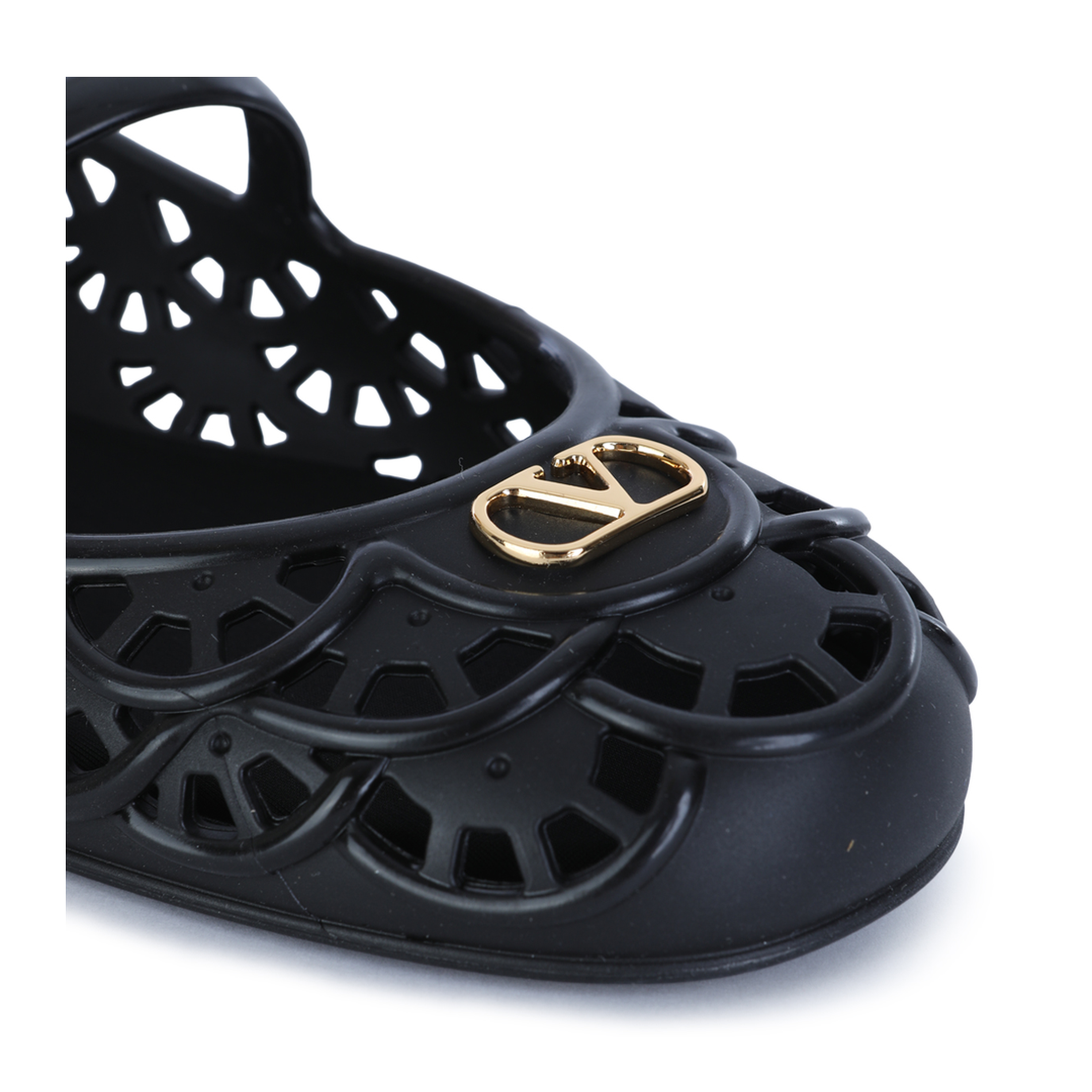 Black VLogo Signature Rubber Ballet Flats