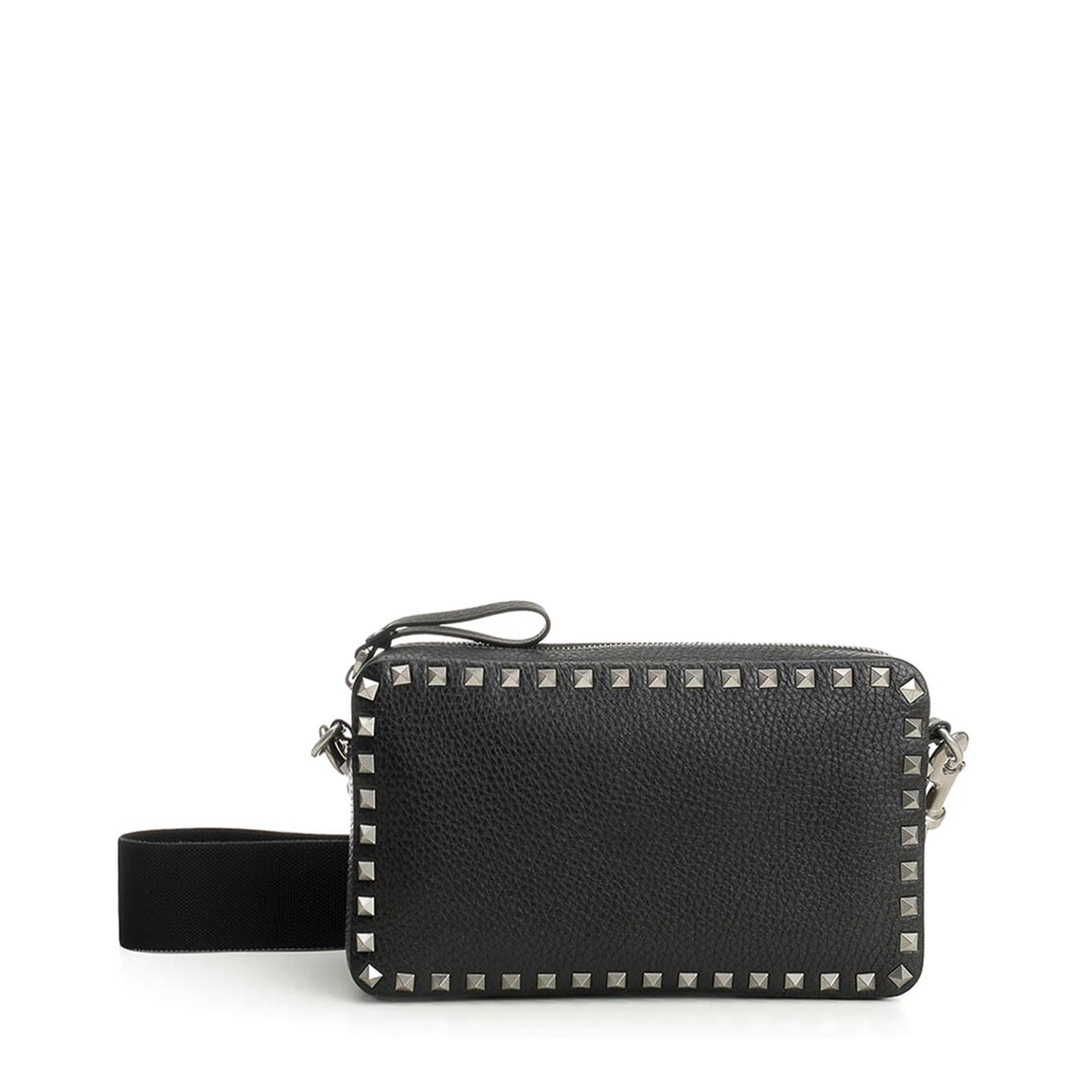 Grained Leather Rockstud Shoulder Bag