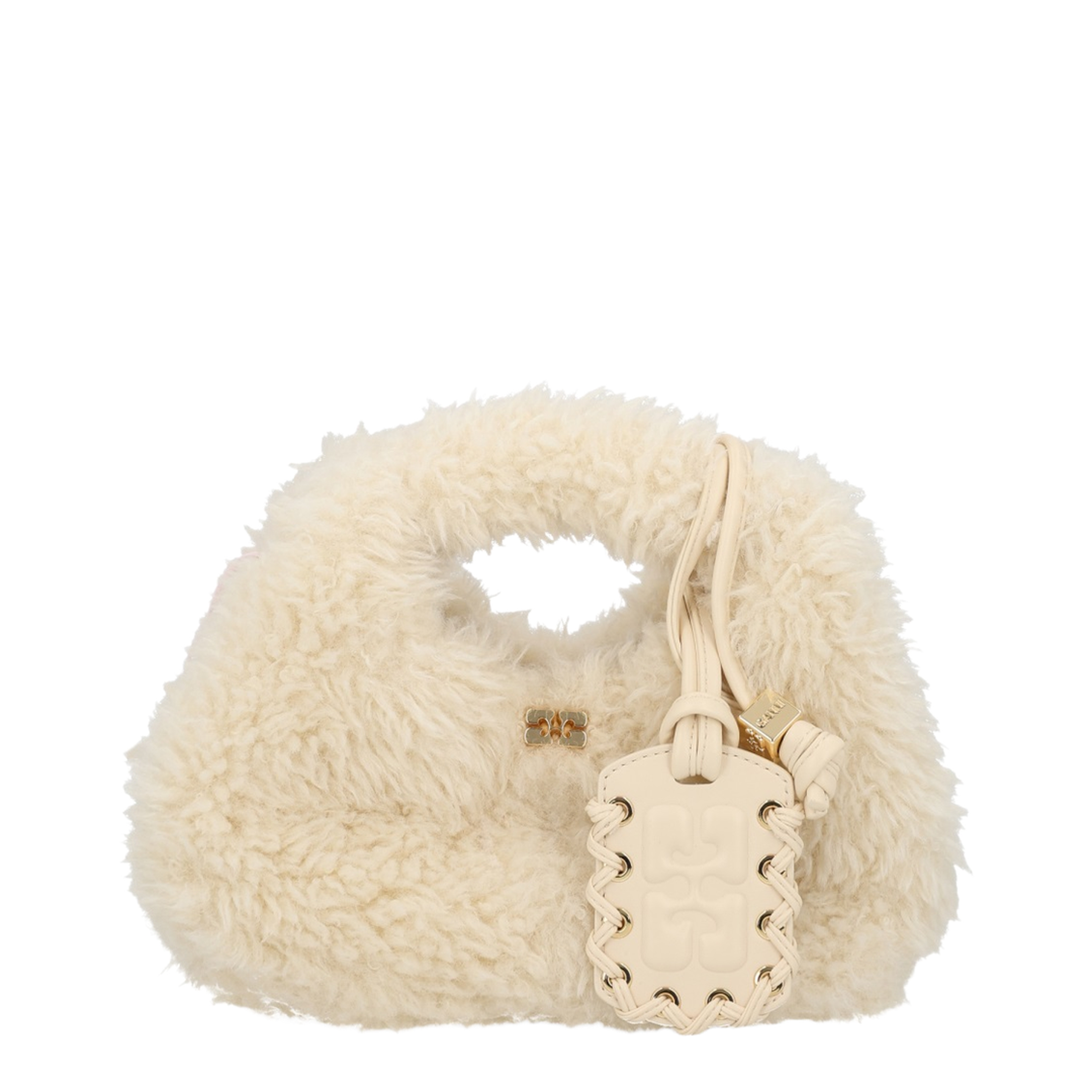 White Handbag With Adjustable And Removable Shoulder Strap And Top Zip Closure In Ecofur