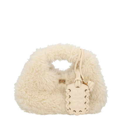 White Handbag With Adjustable And Removable Shoulder Strap And Top Zip Closure In Ecofur