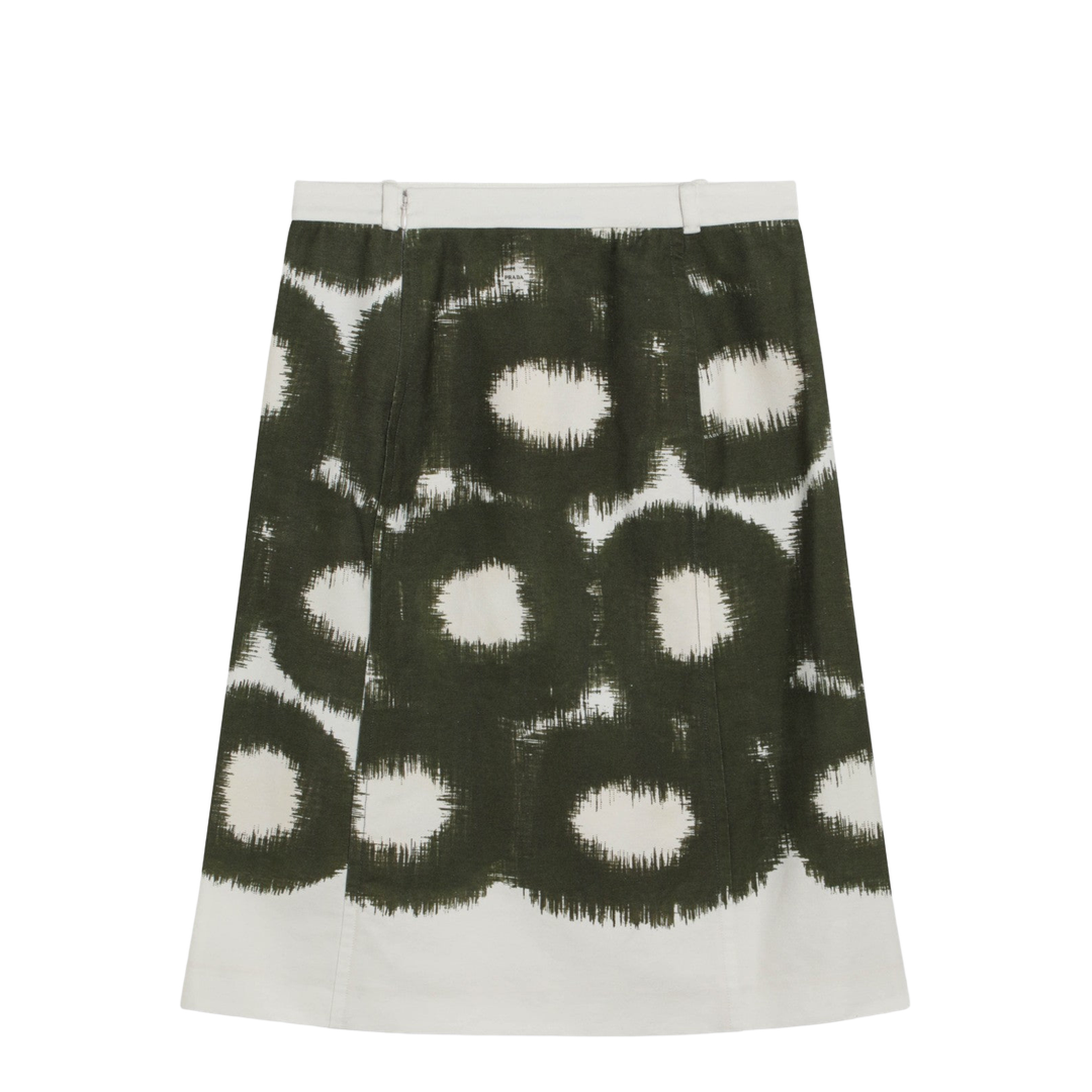 Cotton Skirt with Military Green Pattern