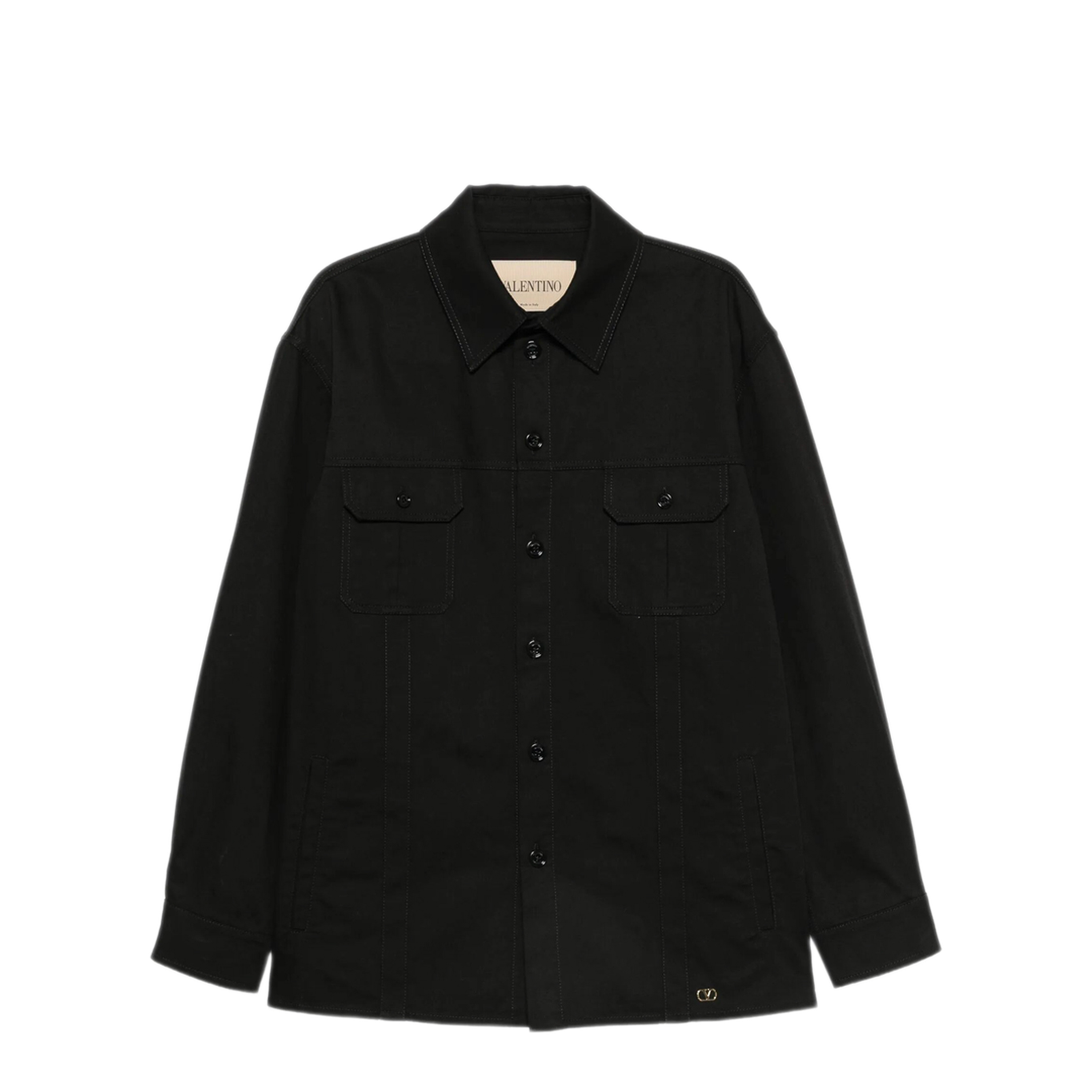 MAYFEYR - Valentino - Cotton Gabardine Shirt Jacket With Vlogo - VCIQ10ALS0NO