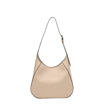 Travertine-Coloured Leather Shoulder Bag