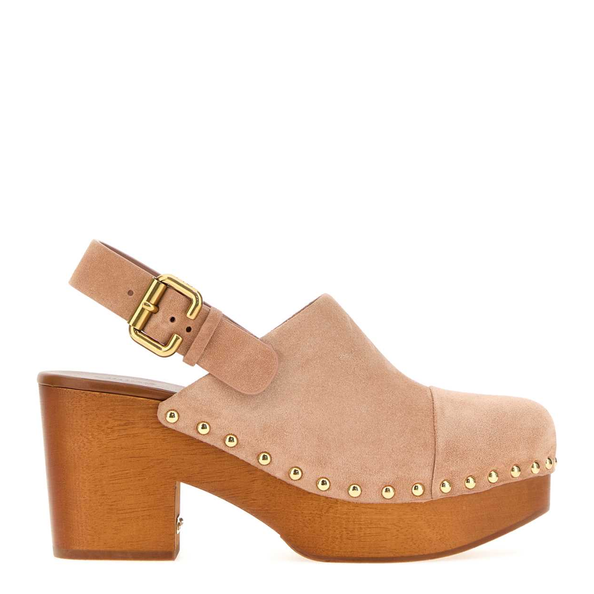MAYFEYR - Chloè - Antiqued Pink Suede Jeanette Clogs - CH26U10VRY6C1