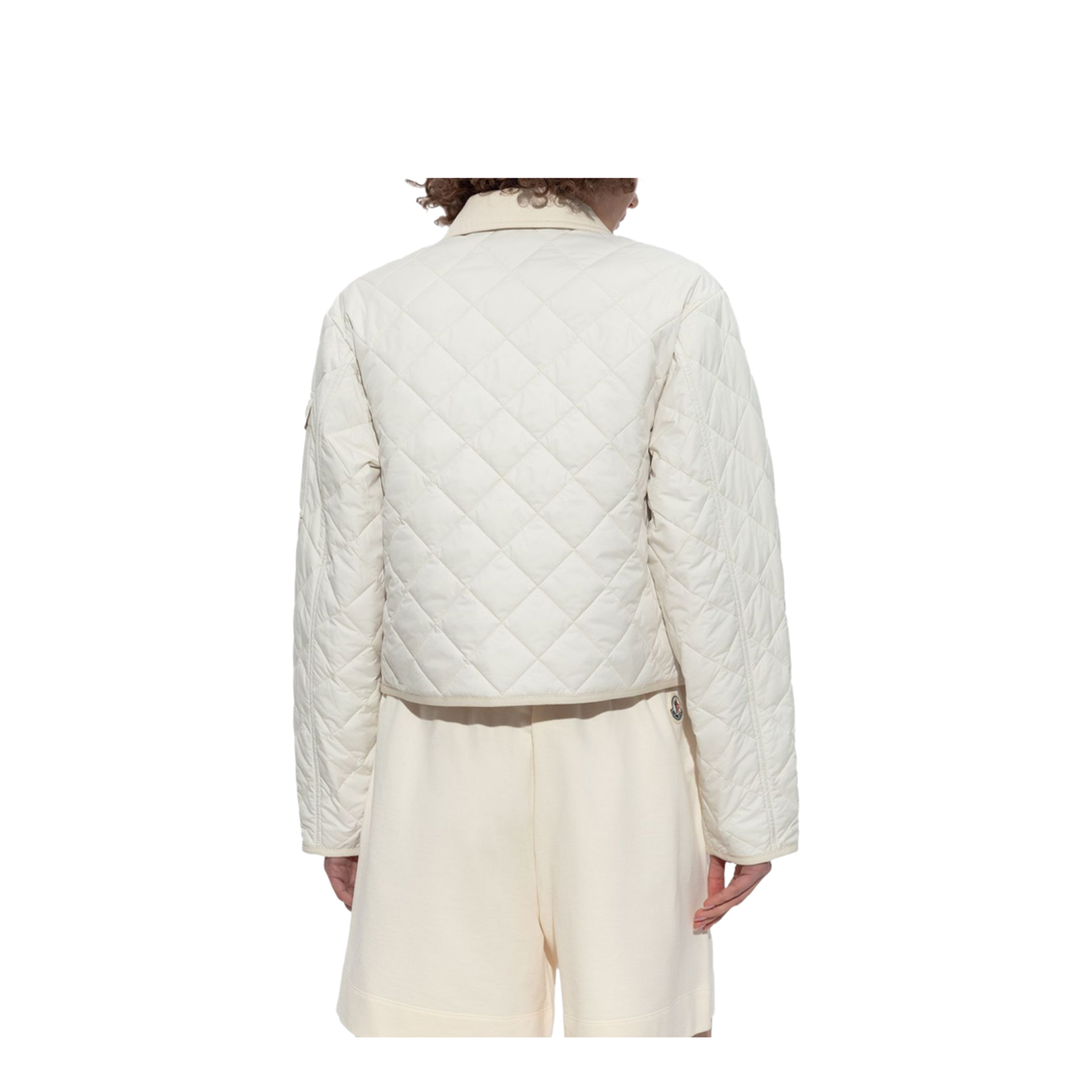 White Chitre Diamond-Quilted Padded Shirt Jacket