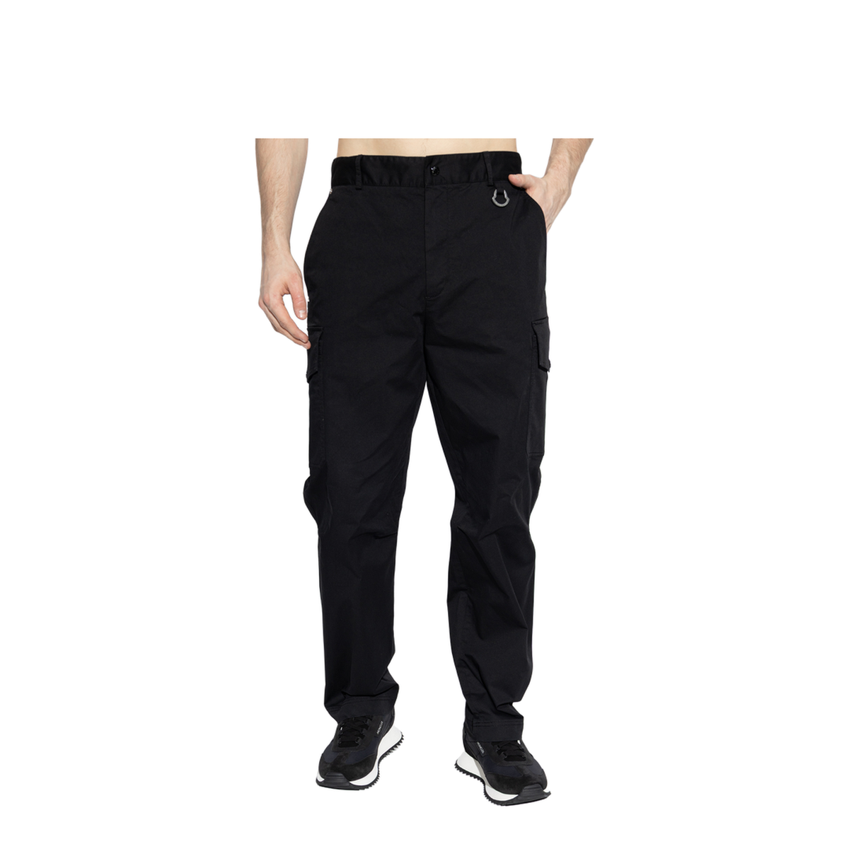 Black Stretch Cotton Cargo Pant
