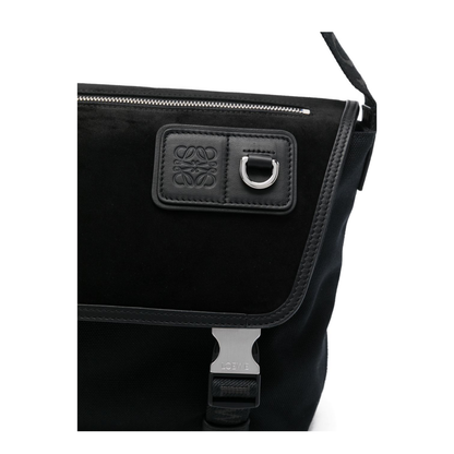 Flex Medium Canvas Messenger Bag - Black/Dark Gold