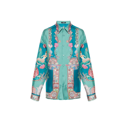 Silk Shirt with Coral Theatre Print