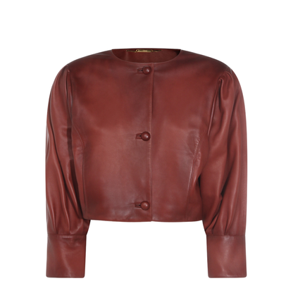 Short Burgundy Jacket in Plongé Nappa Leather