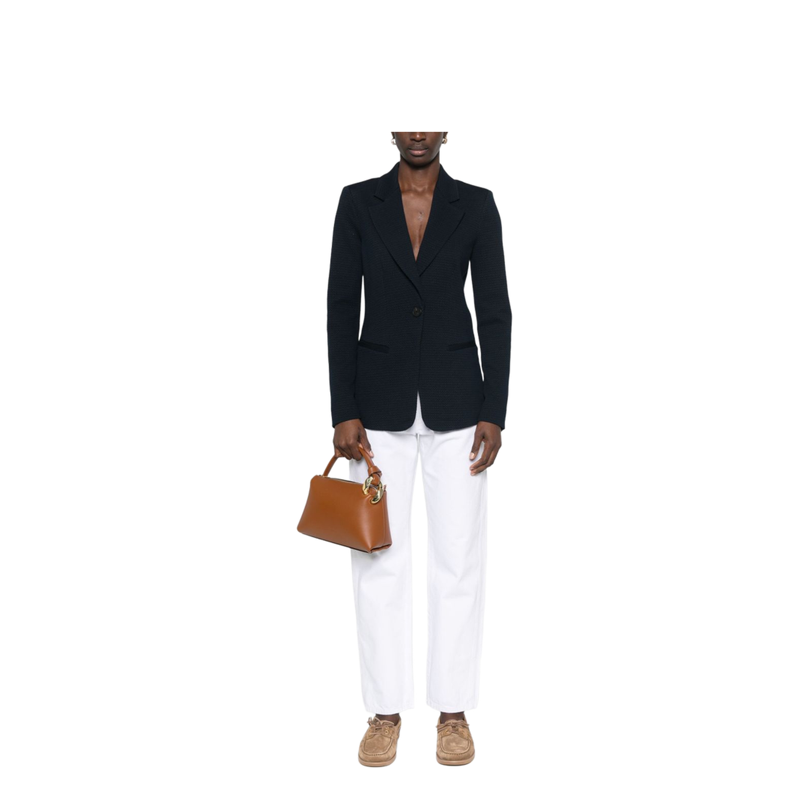 Icon Single-Breasted Jacket in Embossed Jacquard Knit