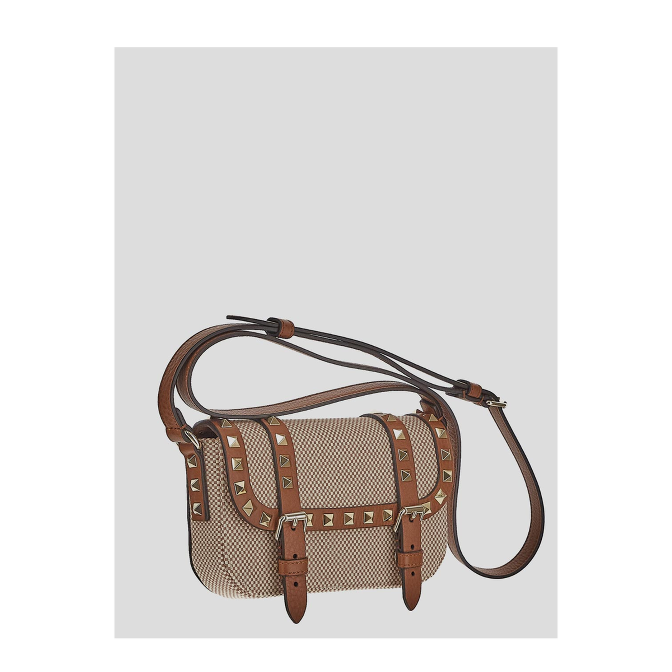 Two-Tone Canvas Rockstud Crossbody Bag