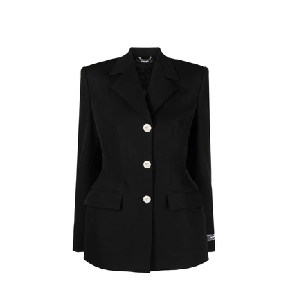 Black Hourglass Single-Breasted Blazer in Wool