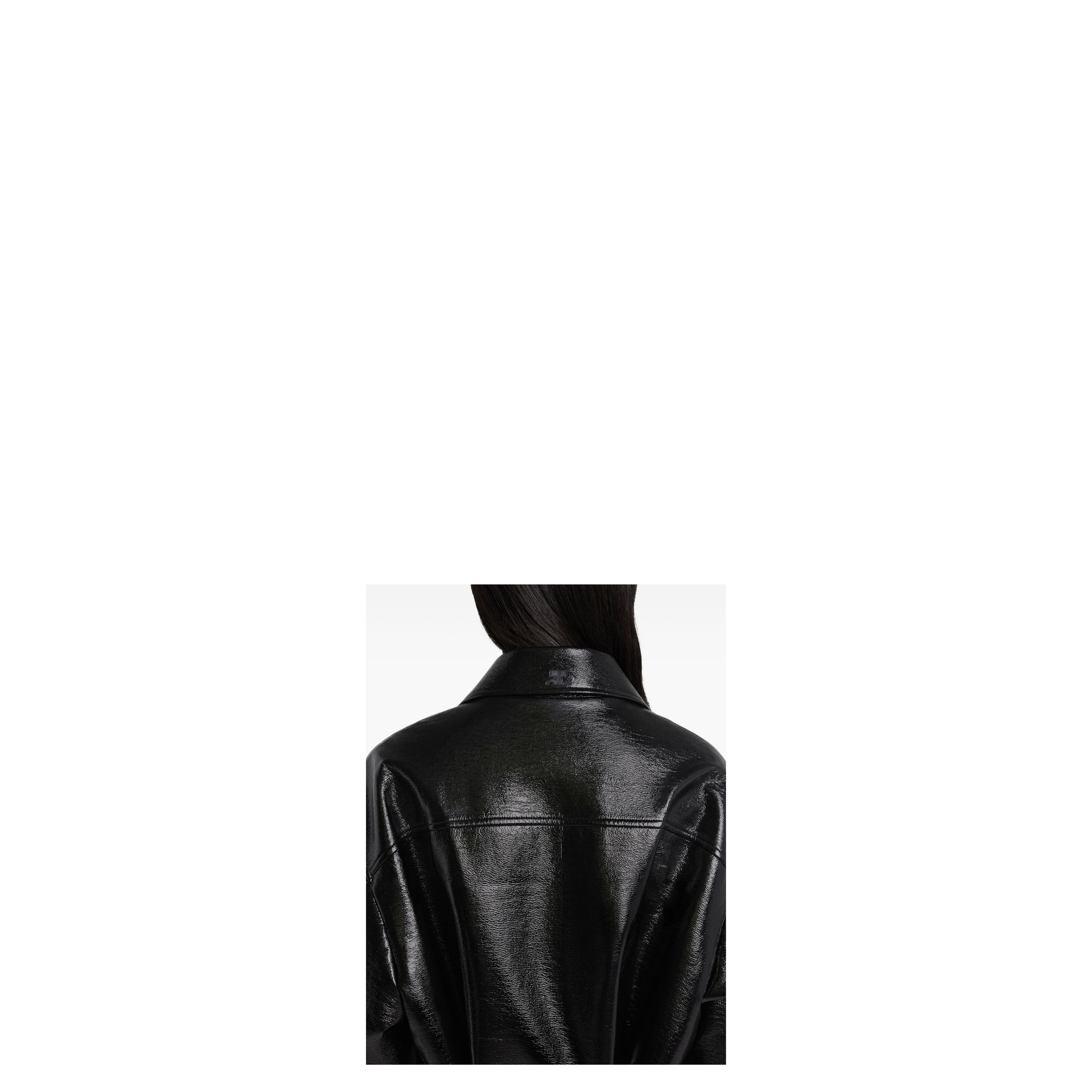 Zipped Vinyl Maxi Bomber Jacket