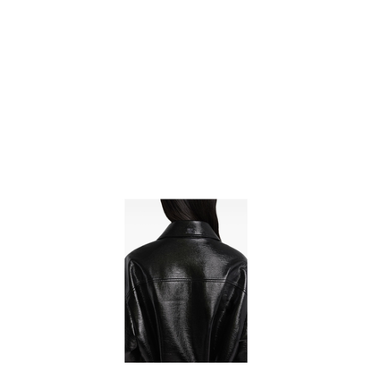 Zipped Vinyl Maxi Bomber Jacket