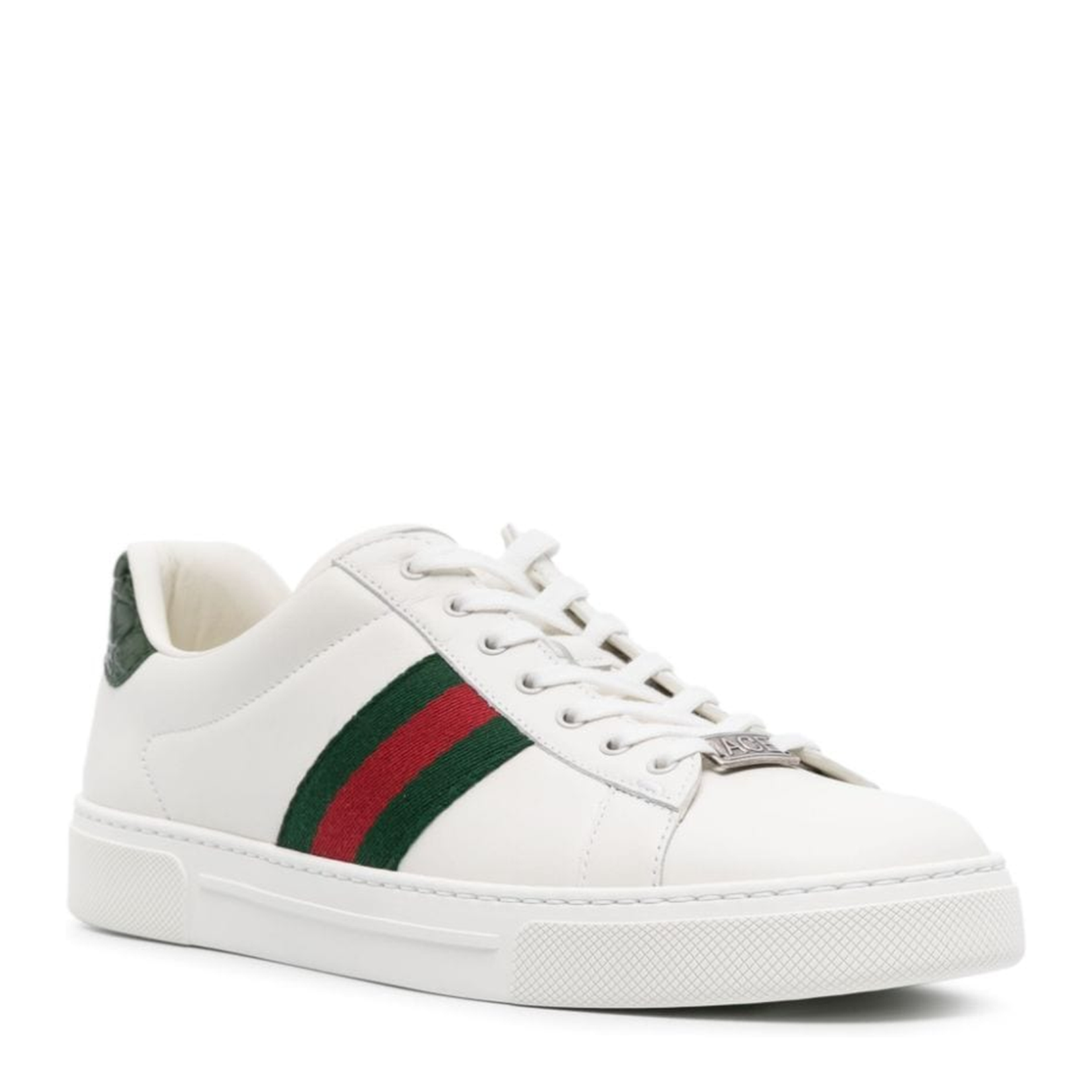 Ace Trainer with Web in White Leather