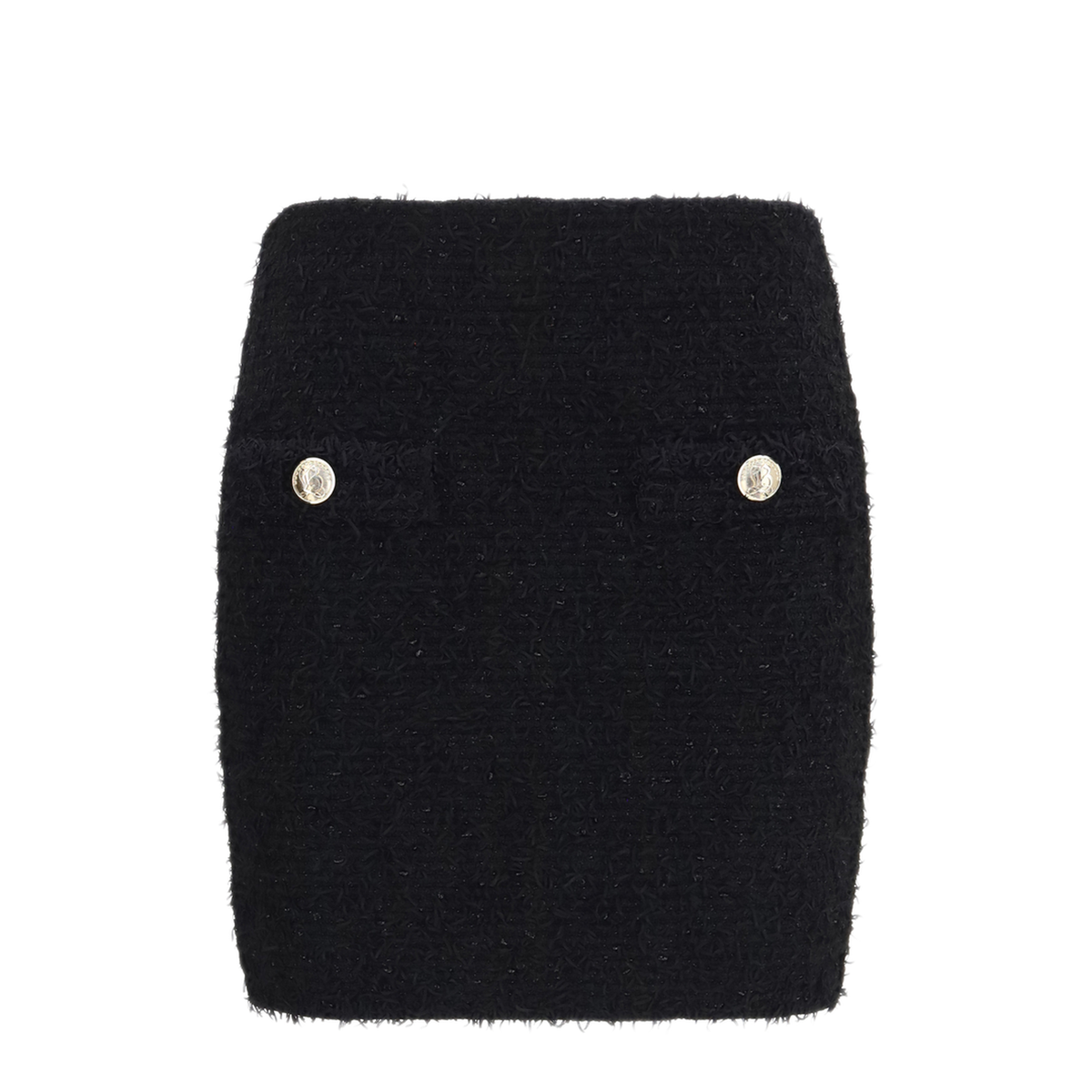 Tweed Mini Skirt With Logo Buttons