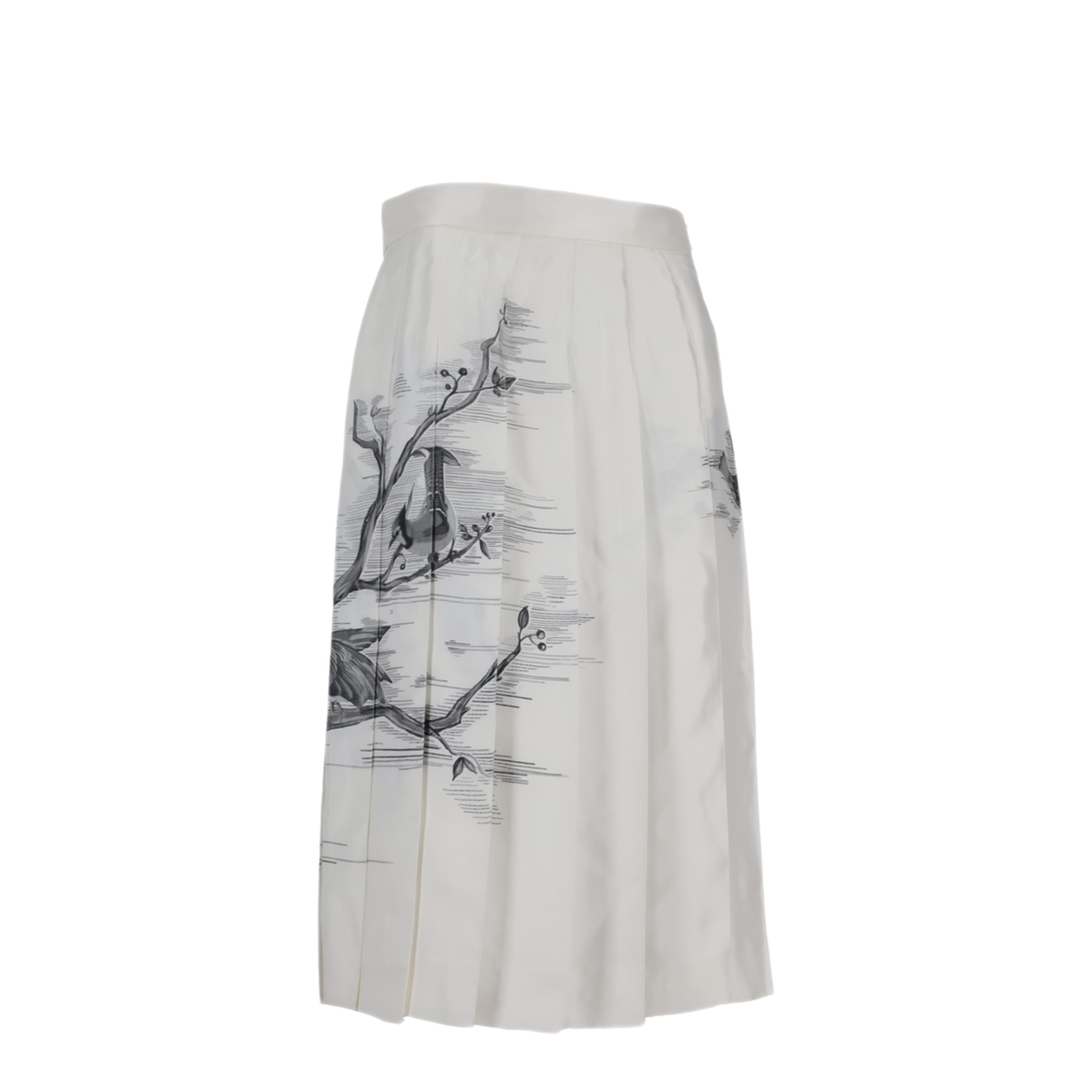 MAYFEYR - Thom Browne - Classic Knee Dropped Back Pleated Skirt In Engineered Bird Toile Printed Silk Twill - FGC400AF1047100