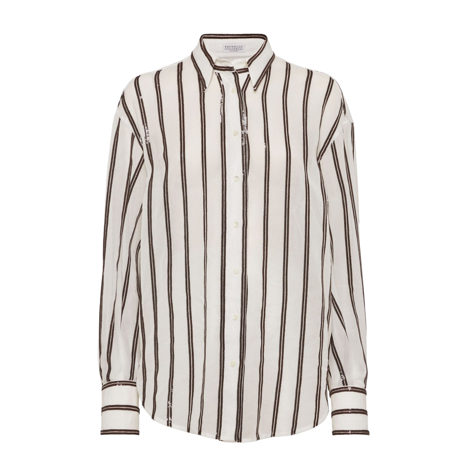Classic Striped Cotton Shirt in White