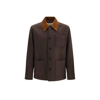 MAYFEYR - Valentino - Wool Jacket With Suede Collar - 9V0CJH48BP21MD