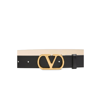 V Logo Leather Belt