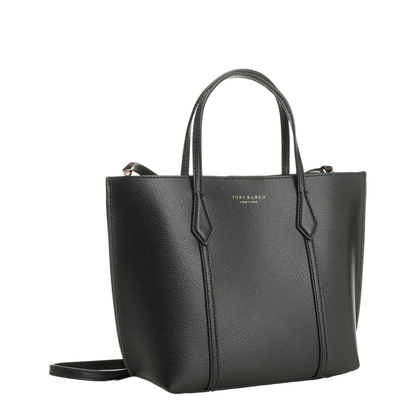 Perry Small Grained Leather Tote - Black