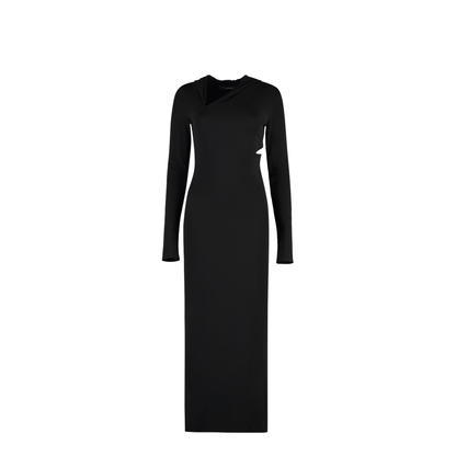 Long Cut-Out Hooded Dress