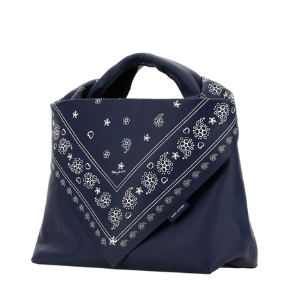 Blue Leather Shopping Bag