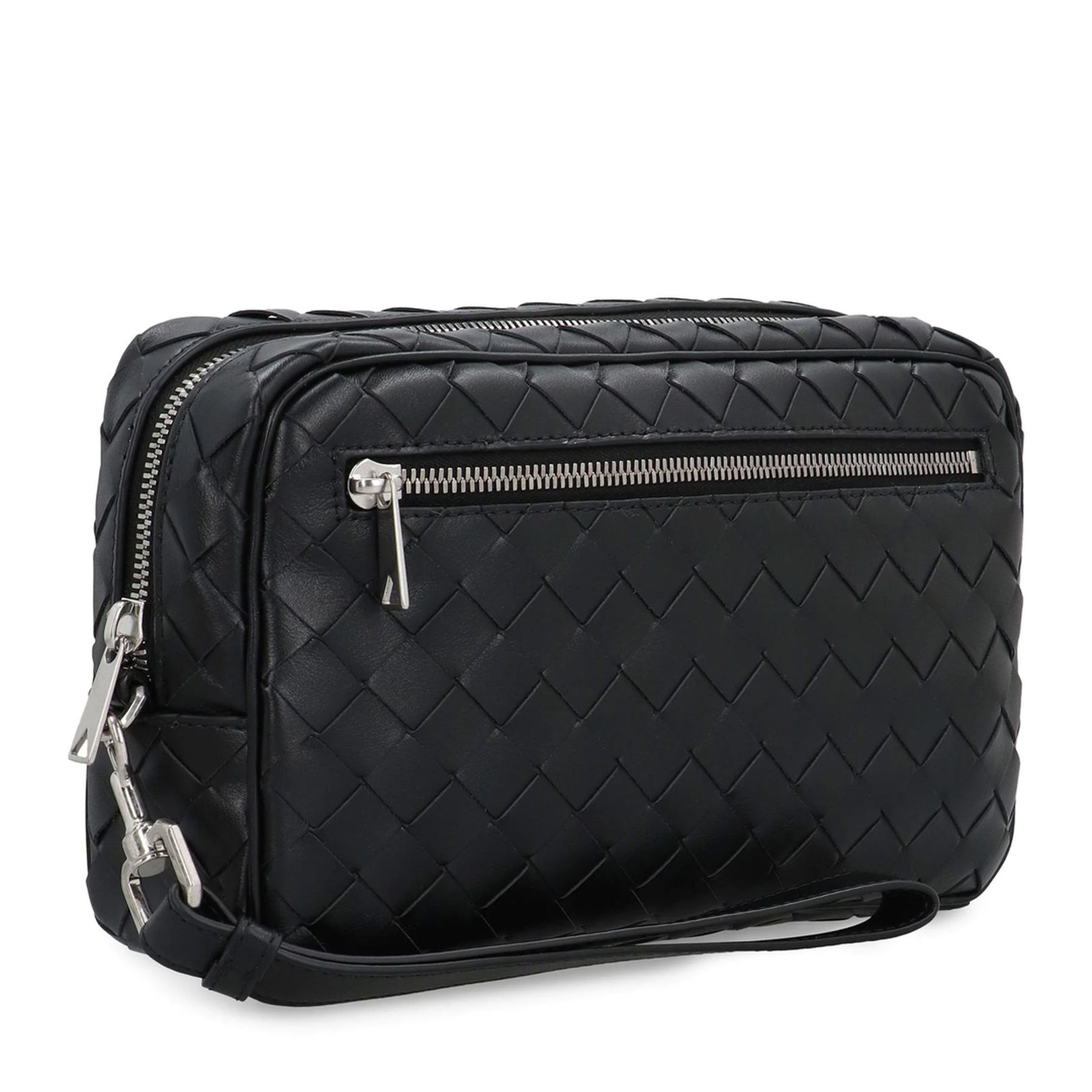 Intrecciato Leather Pouch - Black