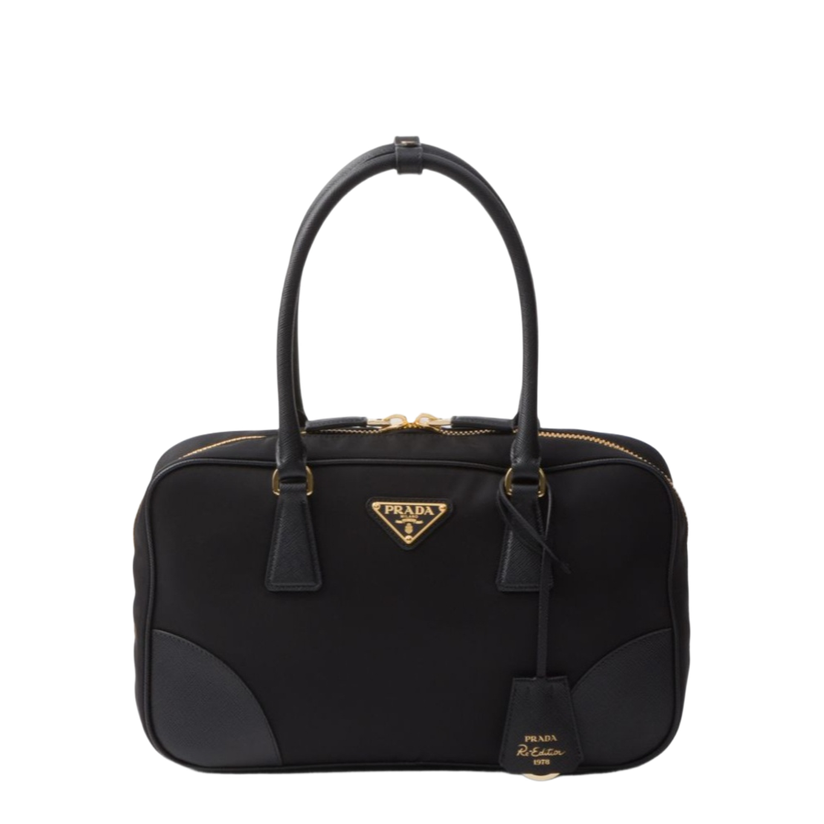 Re-Edition 1978 Re-Nylon Tessuto Saffiano Medium Double Handle